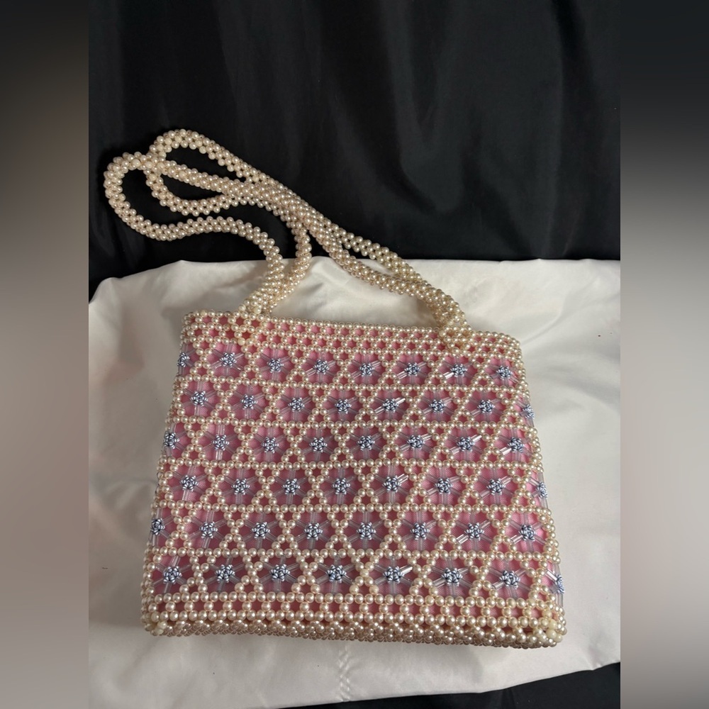 Pinkish pearl beaded ladies bag - Picture 3 of 7